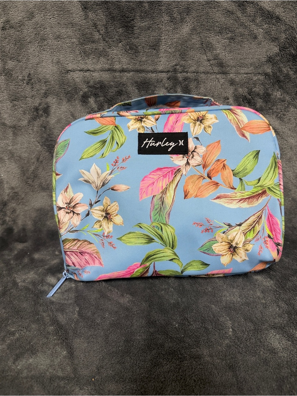 Hurley Floral Tropical Travel Cosmetic Makeup Bag Light Blue pretty 🤩